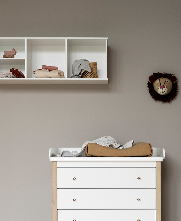 Mensola con supporto a parete 3x1 Oliver Furniture Wood, Bianco