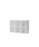 Wood shelving unit 3x2 with wall support, White