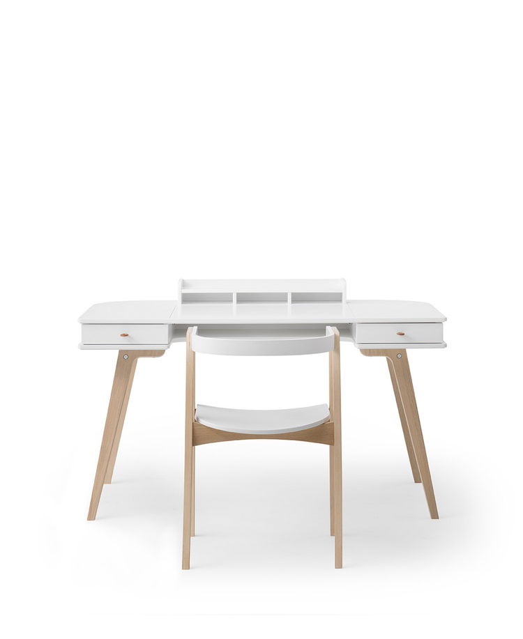 Scrivania 66 cm e sedia Wood, Bianco/rovere