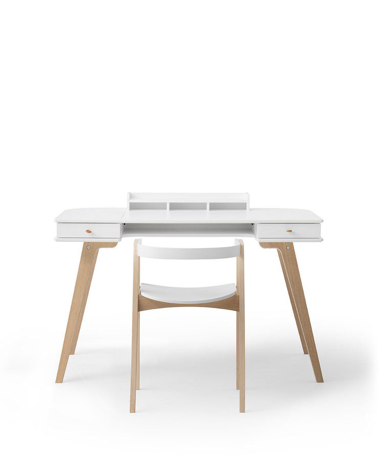 Scrivania 72 cm e sedia Wood, Bianco/rovere