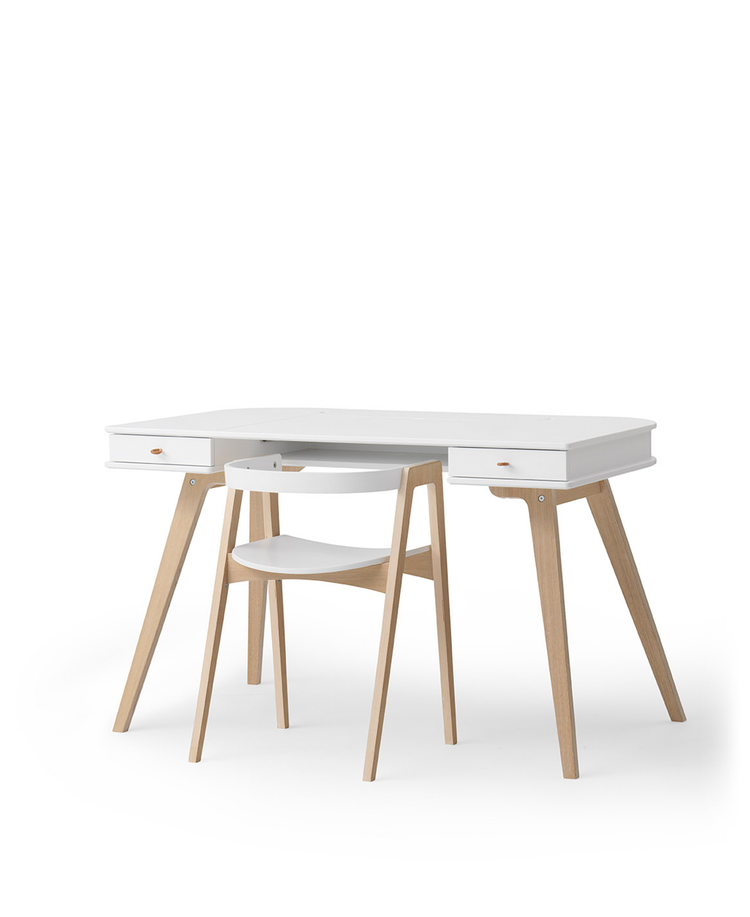 Scrivania 72 cm e sedia Wood, Bianco/rovere