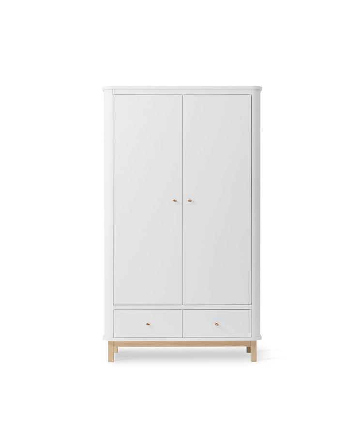 Armadio 2 ante Wood, Bianco/rovere