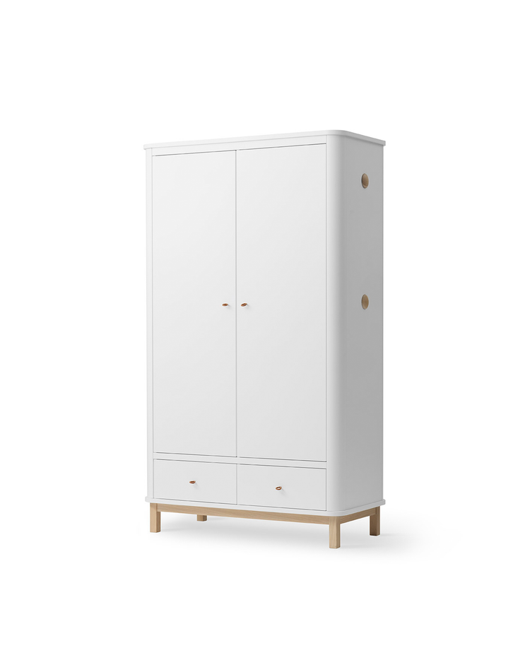 Armadio 2 ante Wood, Bianco/rovere
