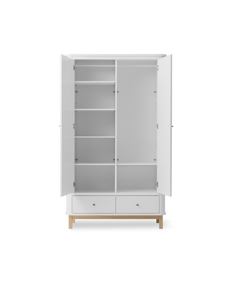 Armadio 2 ante Wood, Bianco/rovere