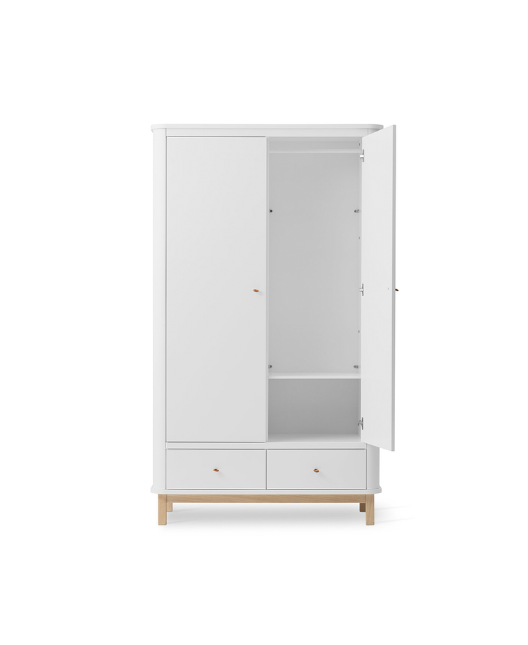 Armadio 2 ante Wood, Bianco/rovere