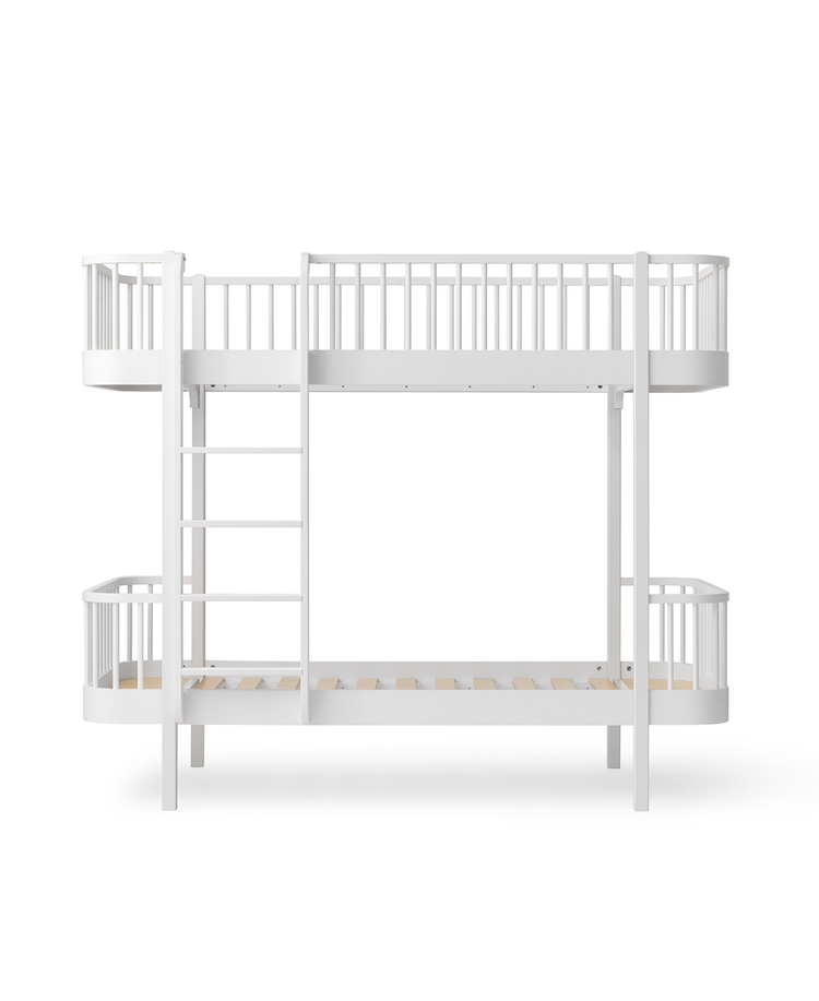 Letto a castello Wood Original con scala anteriore 90x200 cm, Bianco