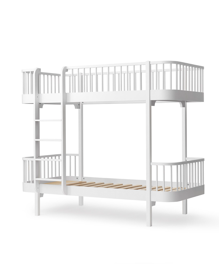 Letto a castello Wood Original con scala anteriore 90x200 cm, Bianco