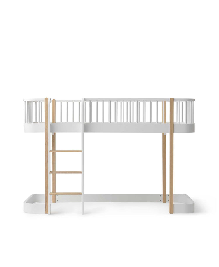 Letto a soppalco basso Wood Original 90x200 cm, Bianco/rovere