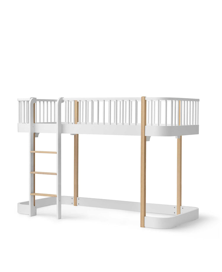 Letto a soppalco basso Wood Original 90x200 cm, Bianco/rovere