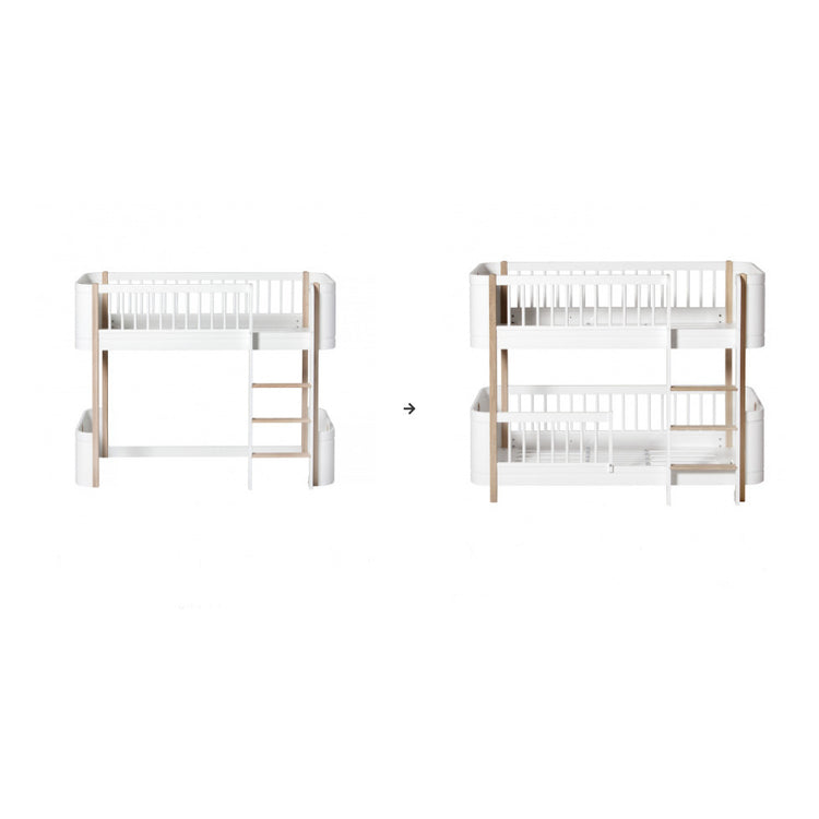 Oliver Furniture kit di conversione Mini+ Low Loft a letto a castello Low Bunk, Bianco