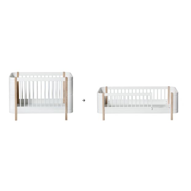 Kit di conversione da lettino Wood Mini+ a letto junior, Bianco/Rovere