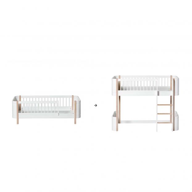 Wood Mini+ Junior kit di conversione per letto a soppalco, Bianco/rovere