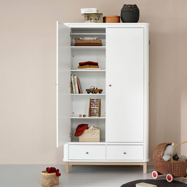 Armadio 2 ante Wood, Bianco/rovere