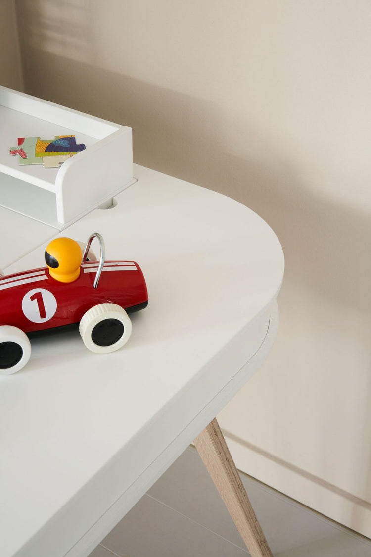 Scrivania 66 cm e sedia Wood, Bianco/rovere