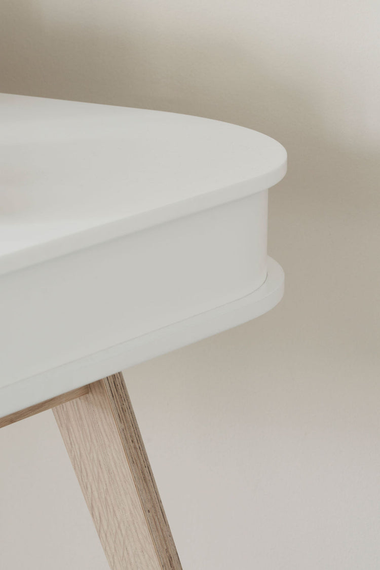 Scrivania 66 cm e sedia Wood, Bianco/rovere