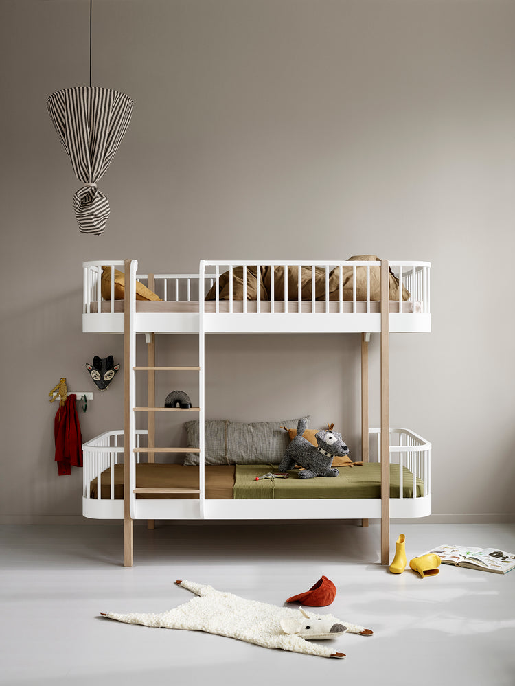 Letto a castello Wood Original con scala anteriore 90x200 cm, Bianco