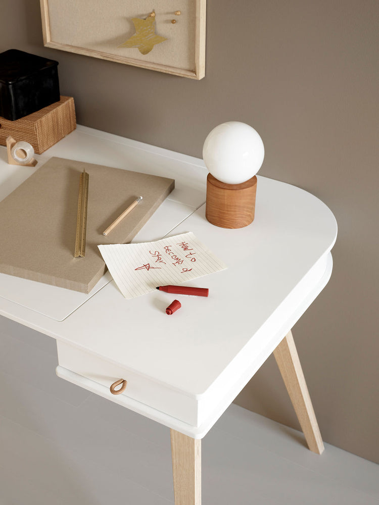 Scrivania in legno 72 cm, Bianco/rovere