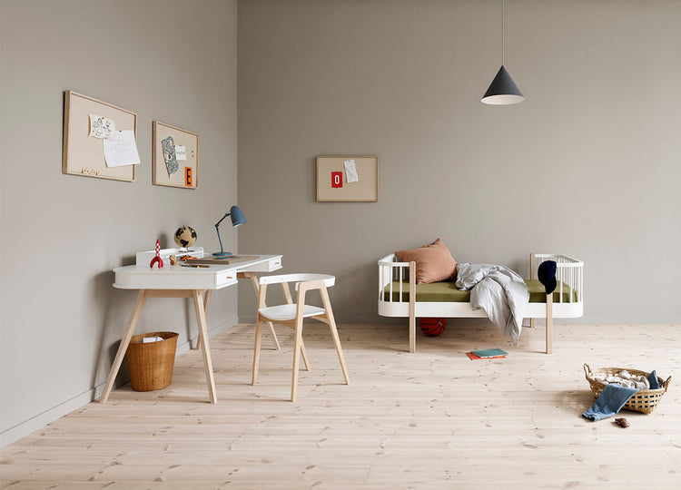 Scrivania in legno 72 cm, Bianco/rovere
