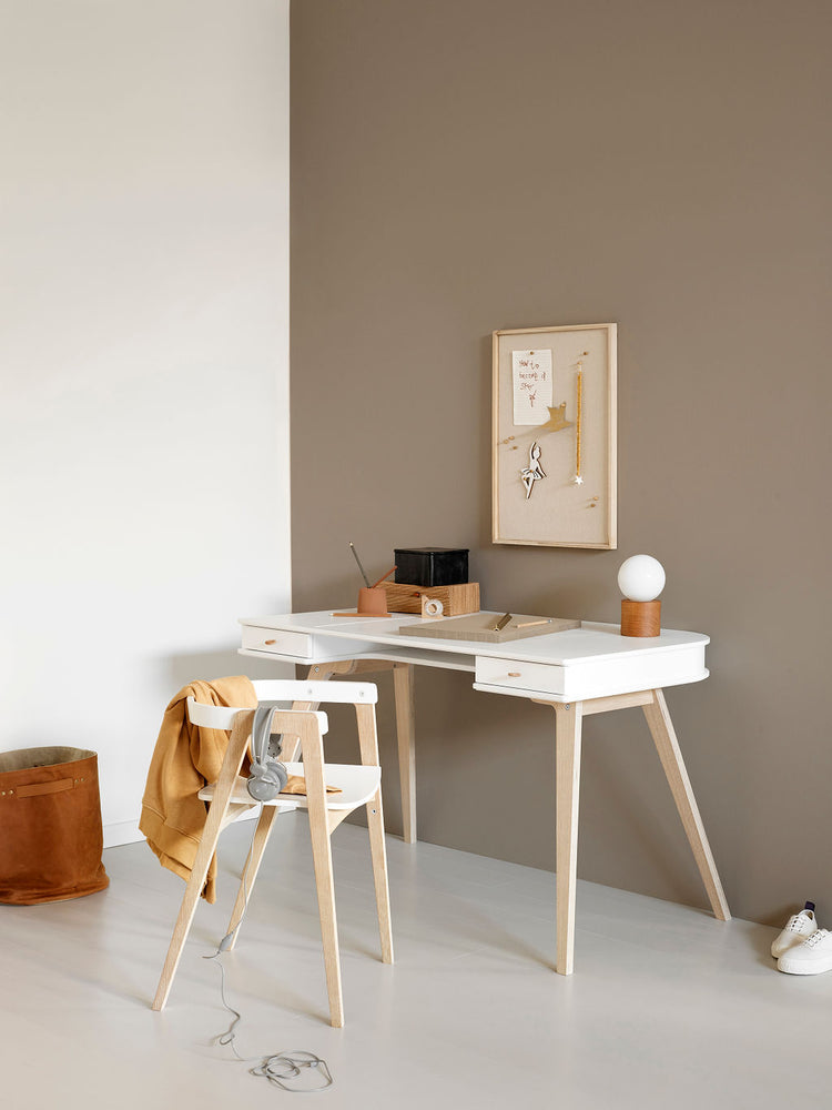 Scrivania in legno 72 cm, Bianco/rovere