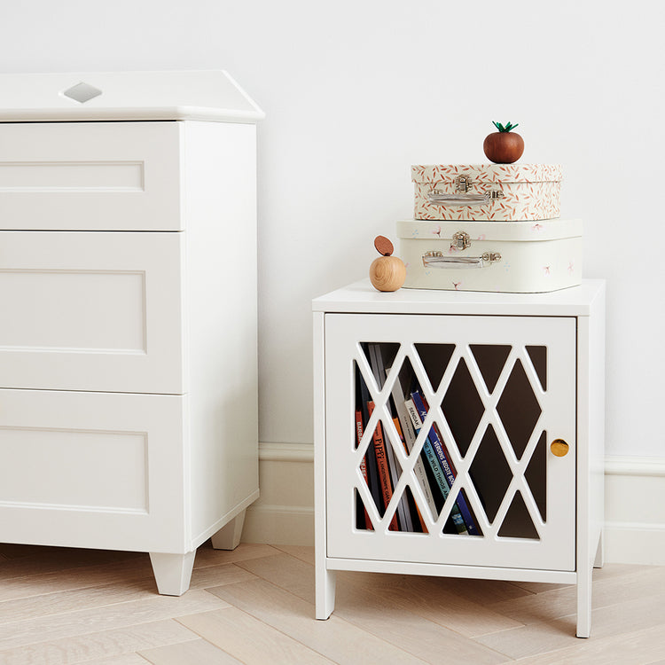 Harlequin Bedside Table, White