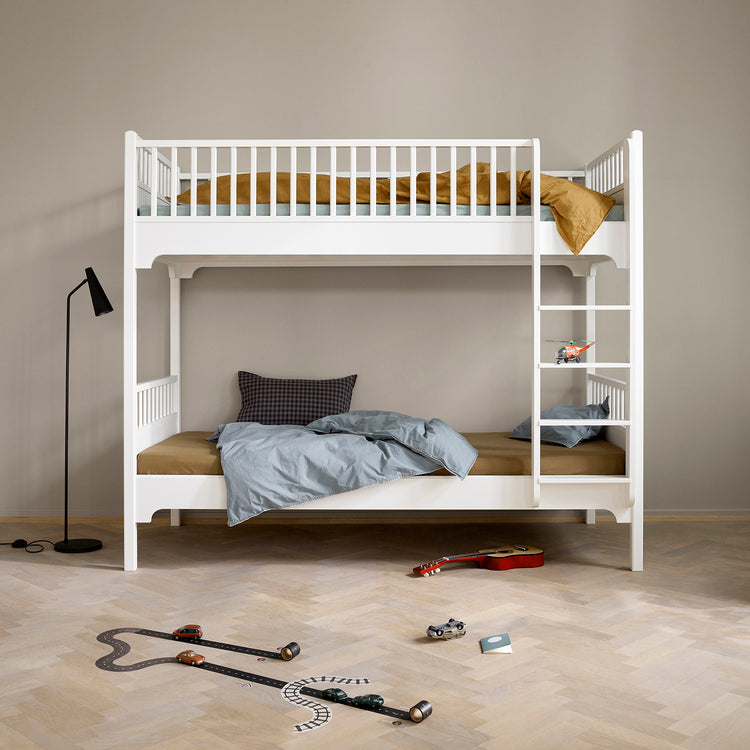 Letto a castello Oliver Furniture Seaside Classic con scaletta inclinata, Bianco