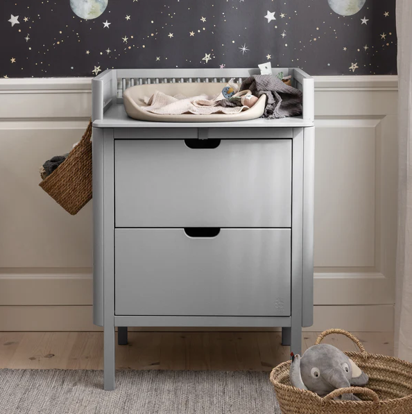 Sebra Changing Unit with drawers, Stone grey