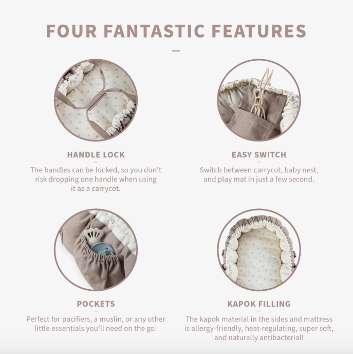 Sebra 3-in-1 Baby Nest, Sophora Leaves