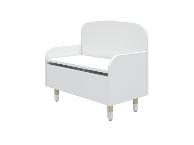 Dots Storage bench with backrest, White