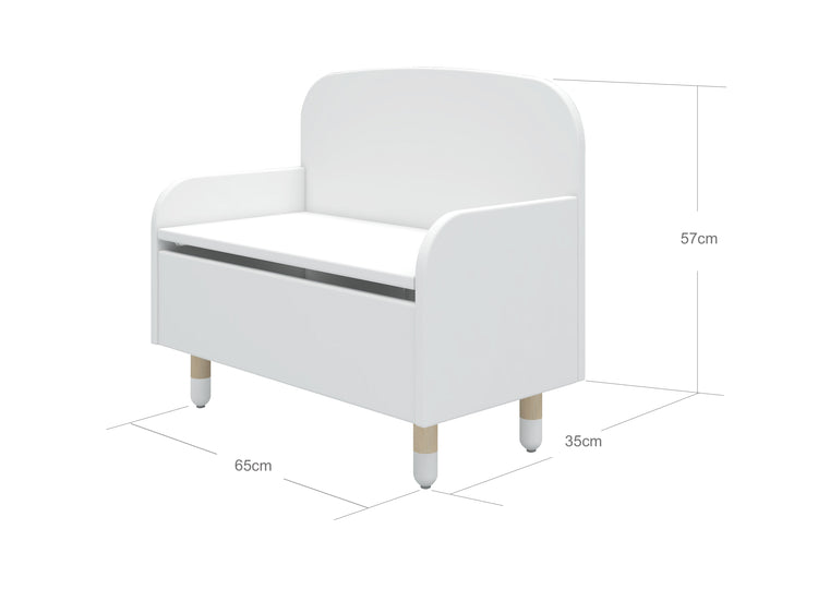 Dots Storage bench with backrest, White