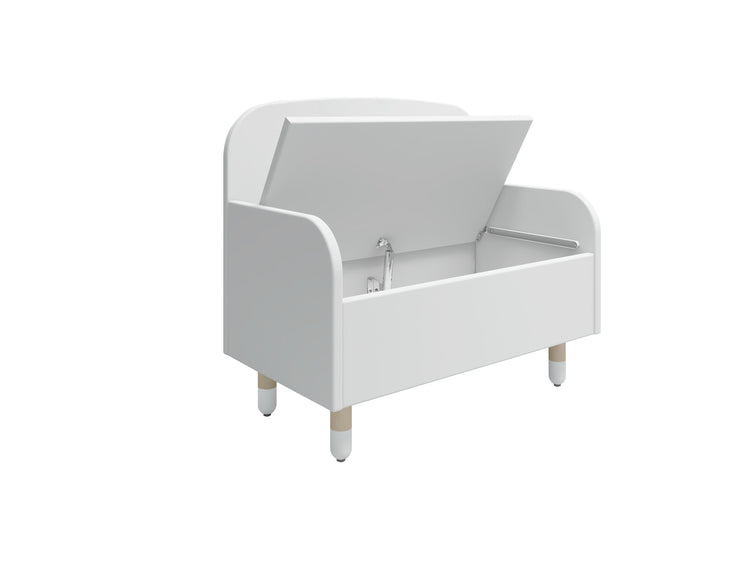 Dots Storage bench with backrest, White