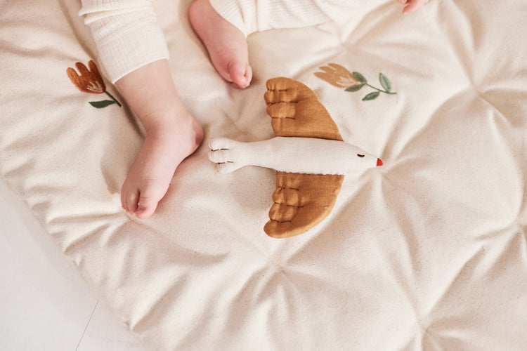 Embroidered Play mattress, songbirds