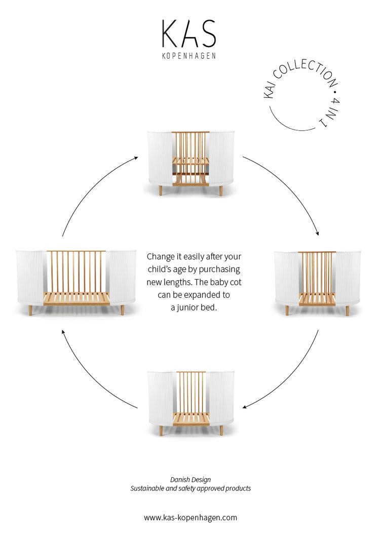 Kai Baby cot, White oak