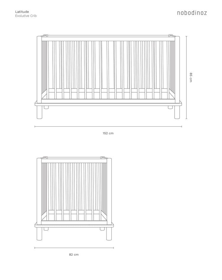 Latitude Evolving solid oak crib 70x140 cm, oak wood