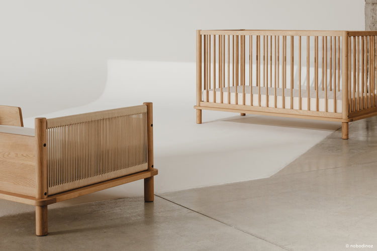 Latitude Evolving crib + junior bed extension set solid oak, oak wood