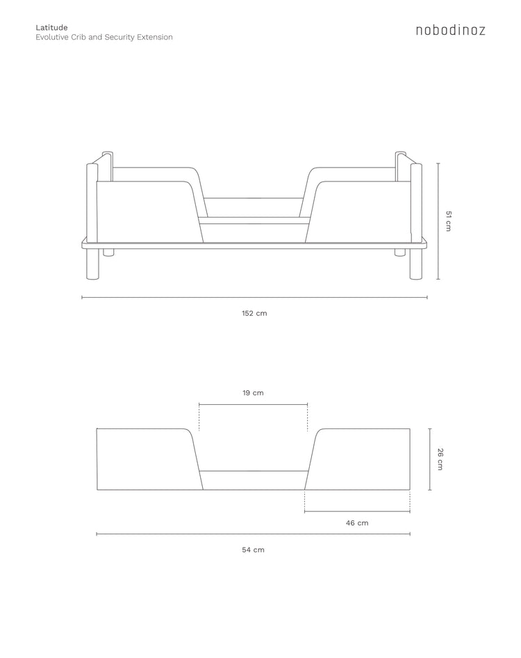 Latitude safety bed barrier in solid oak, oak wood