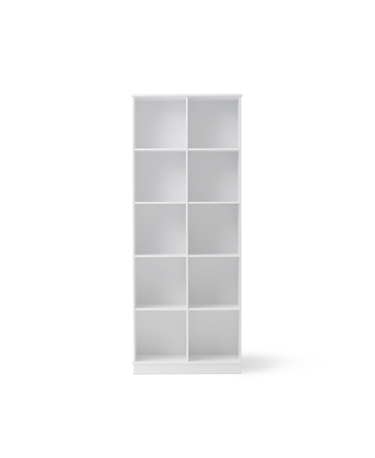 Wood shelving unit 2x5 with base, White