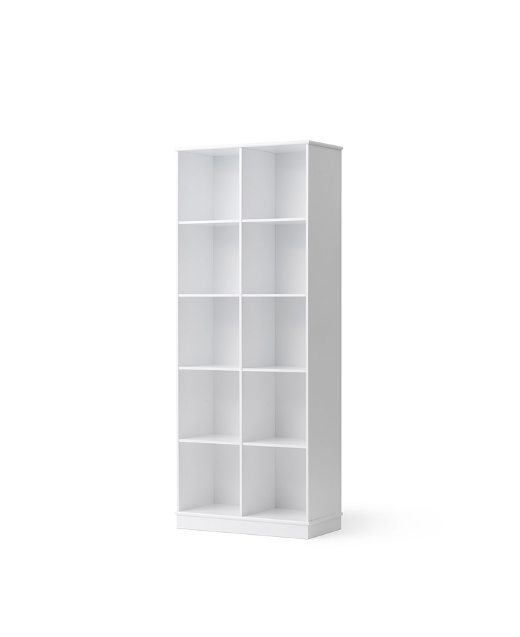 Wood shelving unit 2x5 with base, White