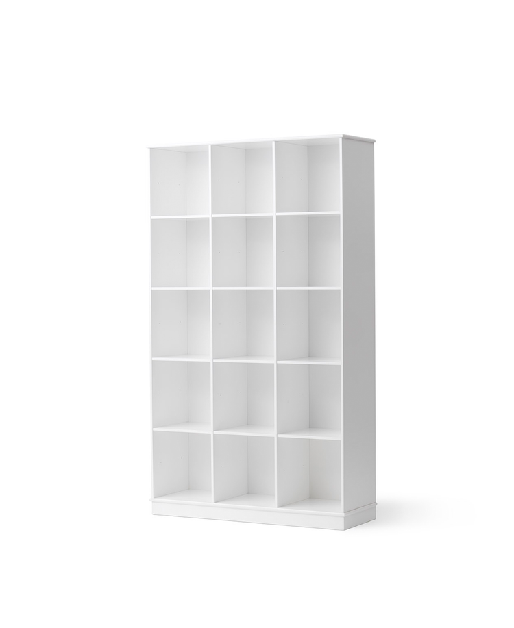 Wood shelving unit 3x5 with base, White