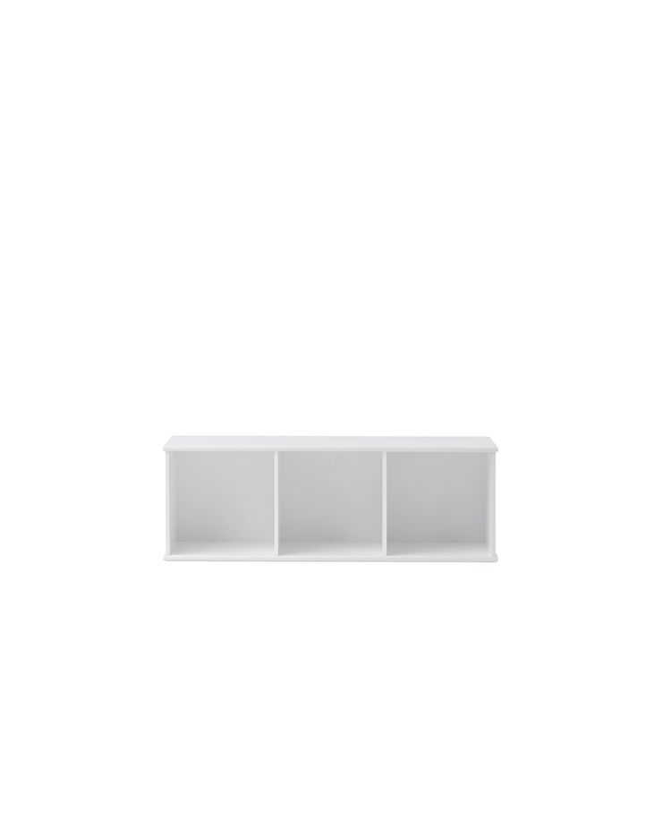 Wood shelving unit 3x1 with wall support, White