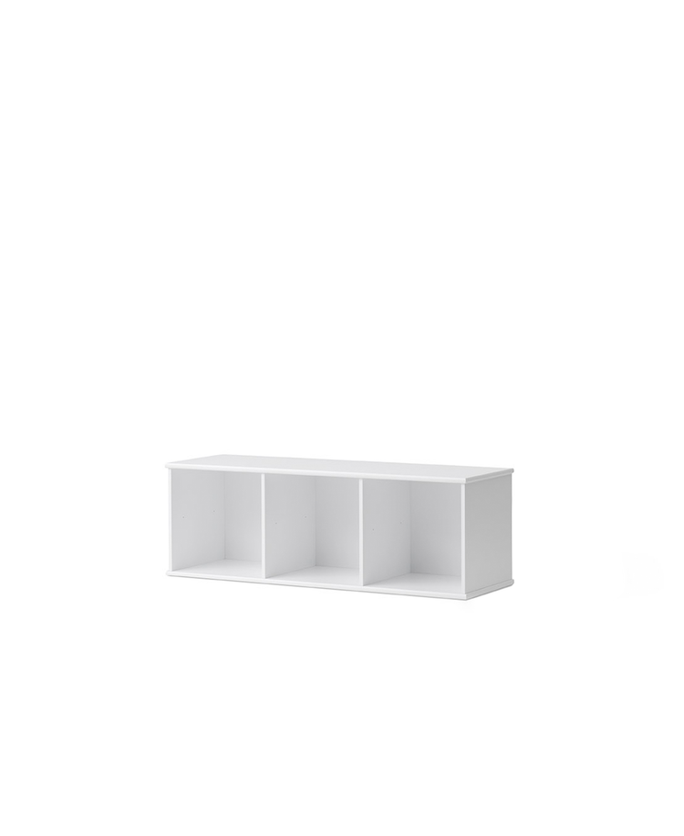 Wood shelving unit 3x1 with wall support, White