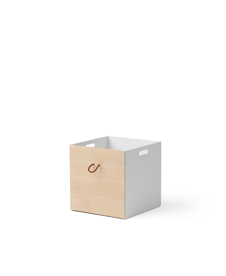 Wood storage boxes 3 pcs, White/oak