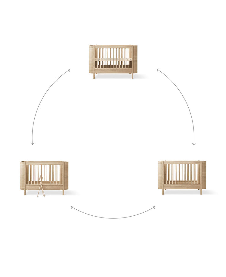 Wood Mini+ Cot, 0-3 years, Oak