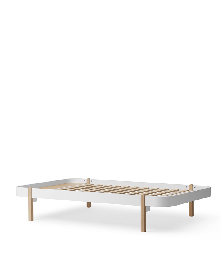 Wood Lounger Bed 120x200 cm, White/oak