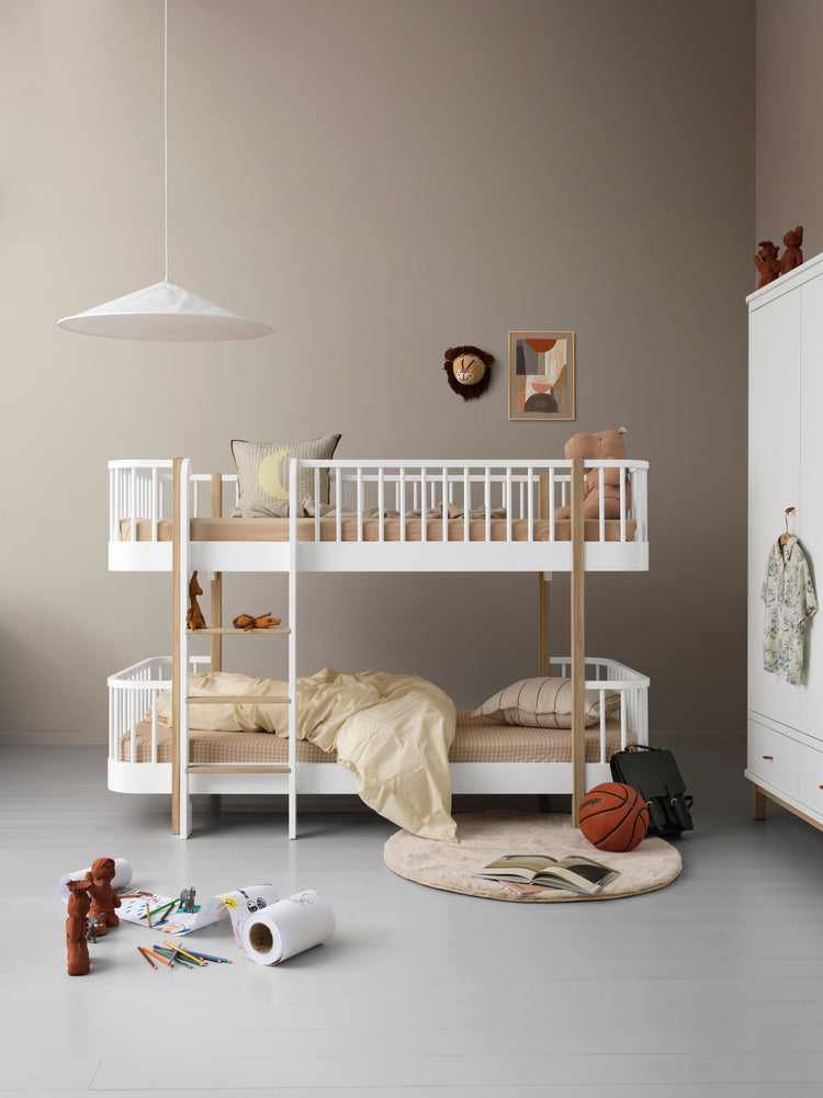 Wood Low Bunk Bed, White