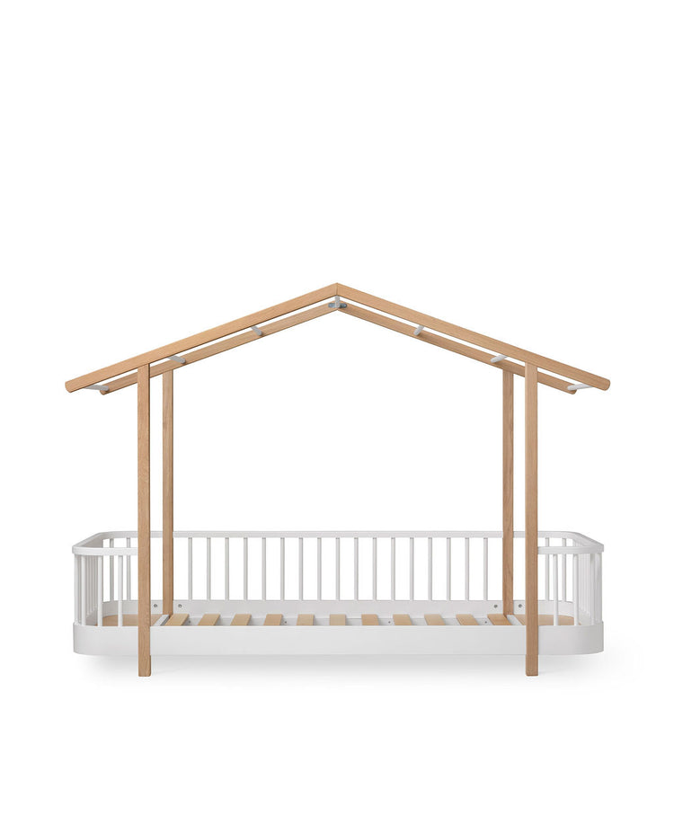 Letto Wood Original House 90x200cm, Bianco/rovere
