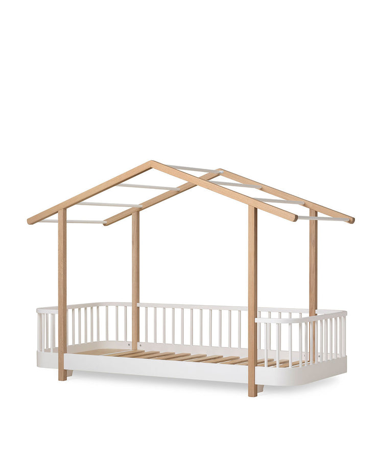Letto Wood Original House 90x200cm, Bianco/rovere