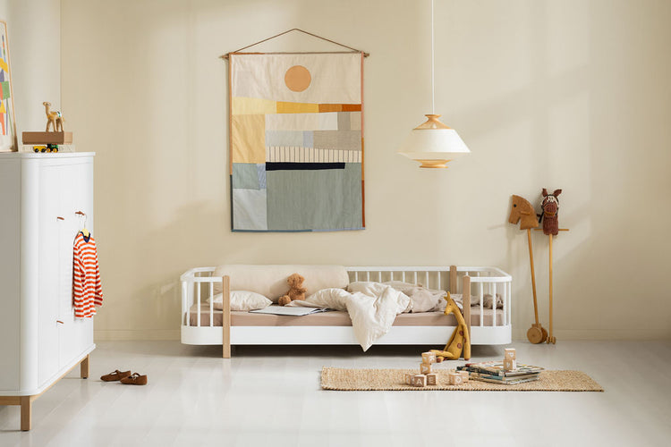 Letto Wood Original Floor bed 90x200 cm, Bianco/rovere