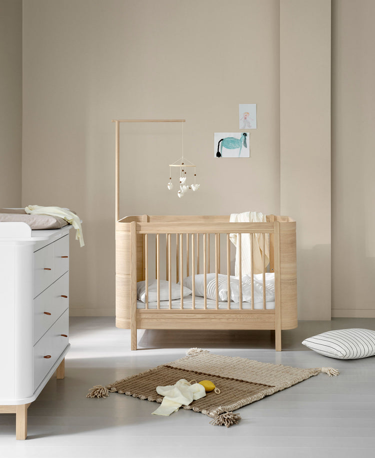 Mini+ basic Bed including junior kit, 0-9 years, Oak