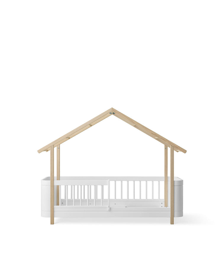 Letto Wood Mini+ House, Bianco/rovere