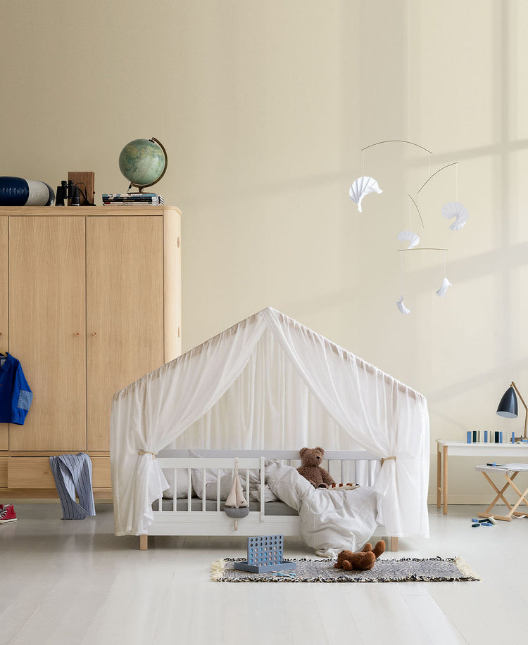 Letto Wood Mini+ House, Bianco/rovere